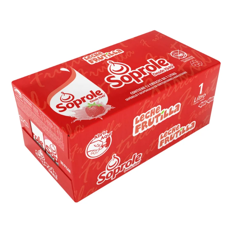 Leche Soprole Sabor Frutilla Caja 12 Unidades de 1 Litro