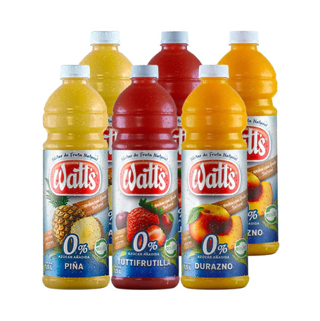 Néctar de Fruta Watt's 1,5 L – Pack de 6 Unidades (Mix de Sabores Tradicionales)